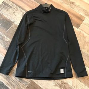 Nike Pro Combat Dri Fit Fitted Black Mock Men's M